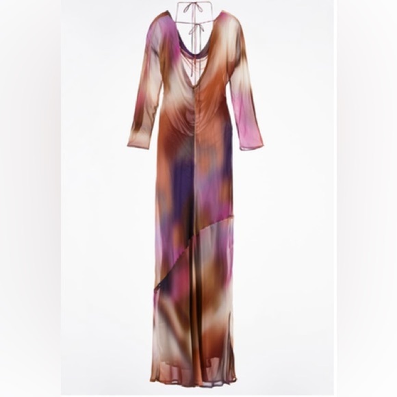 NWT ZARA Long semisheer flowy tie dye gown - Picture 3 of 16